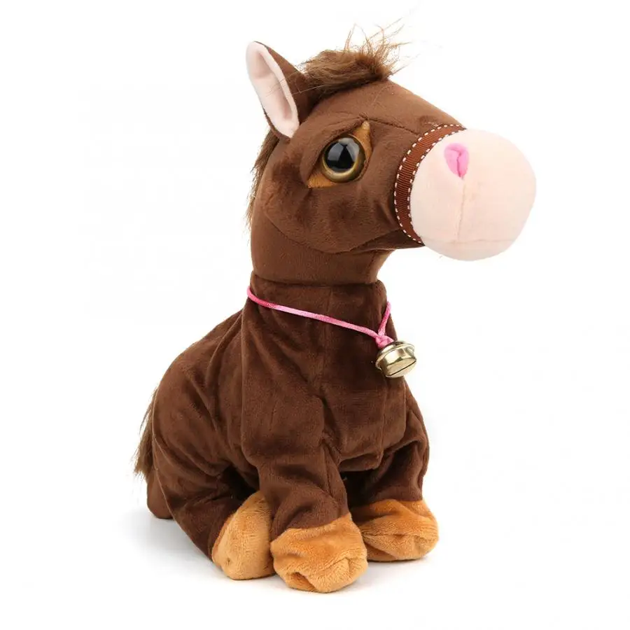 Умная электрическая лошадь плюшевая игрушка с голосовым управлением шагающая и