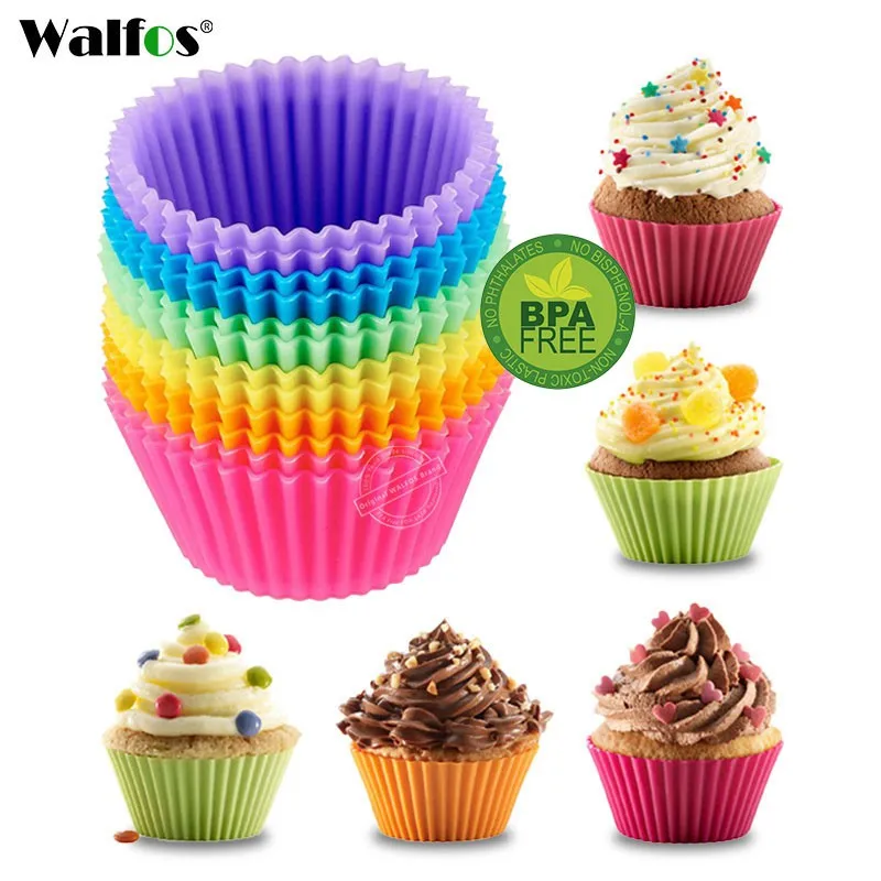 

WALFOS Food Grade Silicone Cupcake Mold Round Shape 6 Pieces Cupcake Liner Muffin Cases Cake Baking Mold Baking Form