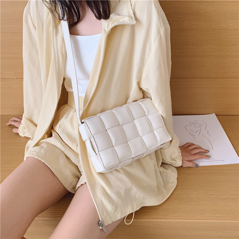 

Weave Flap Bags Square Crossbody bag 2021 New High quality PU Leather Women's Designer Handbag Travel Shoulder Messenger Bag