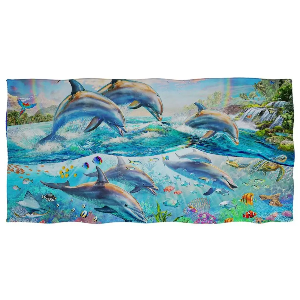 HUGSIDEA теплое мягкое банное полотенце из микрофибры с дельфинами черепашками