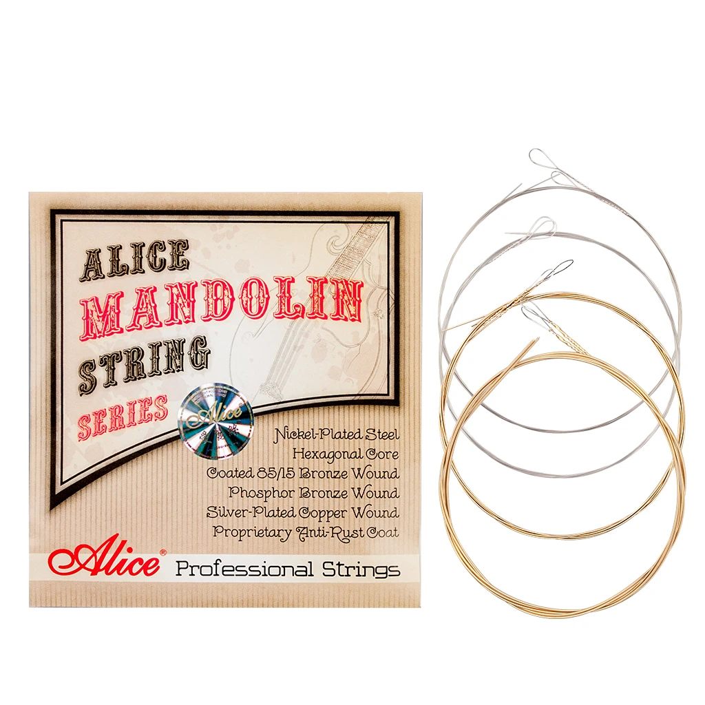 Alice AM06 Струны для мандолины Set .010 .034 покрытие 85/15 бронзовая обмотанная сталь 4