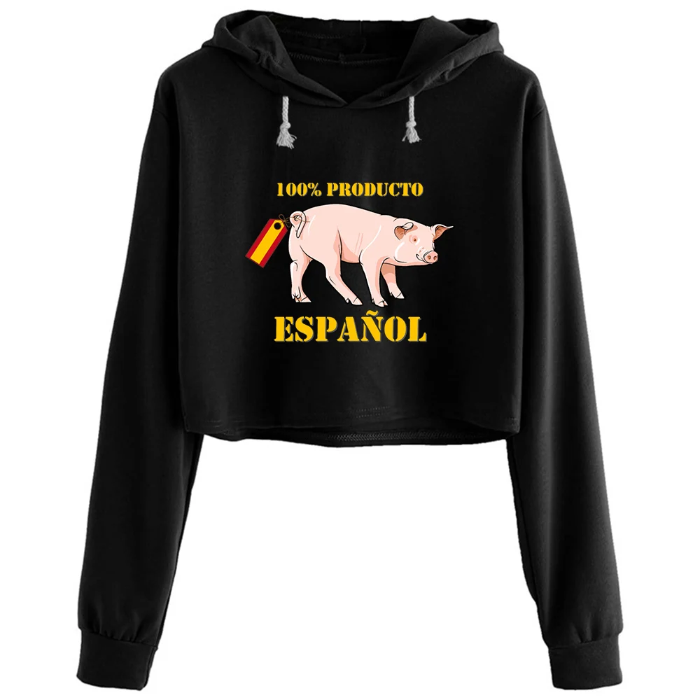 

100% Producto Español Dark Crop Hoodies Women Korean Y2k Kawaii Goth Pullover For Girls