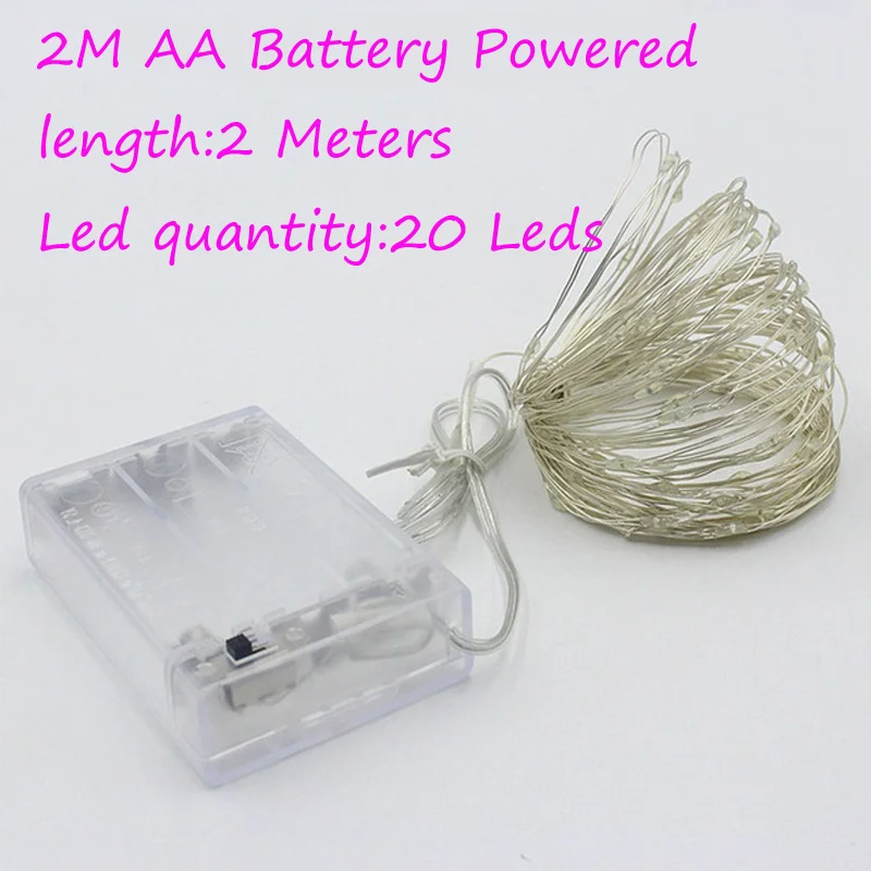 2M 20LED AA Battery 6 м/11 м/21 м/31 м светодиодный уличный солнечный светильник светодиодный s струнные огни сказочная Праздничная Рождественская вечеринка гирлянда Солнечный сад водонепроницаемый свет - Испускаемый цвет: 2M 20LED AA Battery