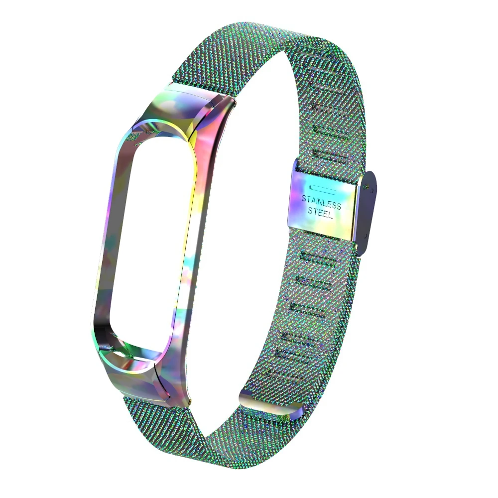 Colorful Металлический ремешок для Xiaomi Mi Band 3 Нержавеющая сталь браслет ремень Mi Band 3 Mi3 сменный ремешок; Смарт-часы Mi 3 - Цвет: Colorful