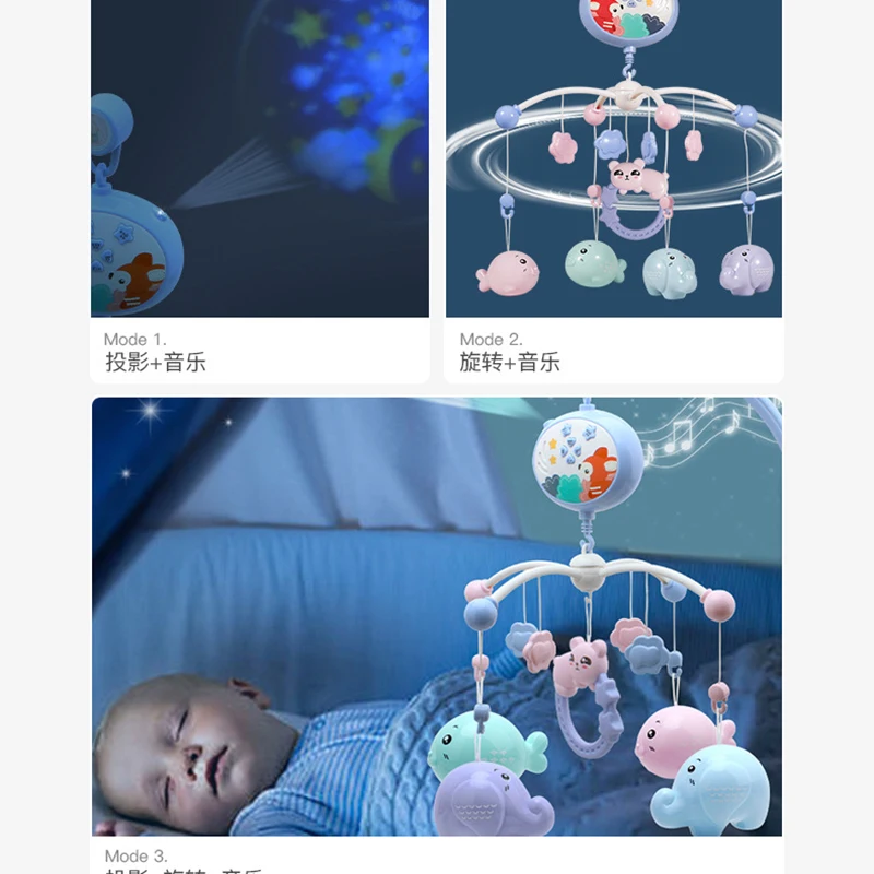 

Baby Rattles Crib Mobiles Toy Holder Rotating Crib Mobile Bed Musical Box Projection 0-12 Months Newborn Infant Baby Boy Toys
