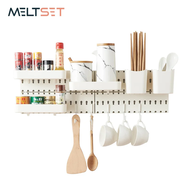 Кухонная полка без перфорации Регулируемая Пластиковая Полка для хранения