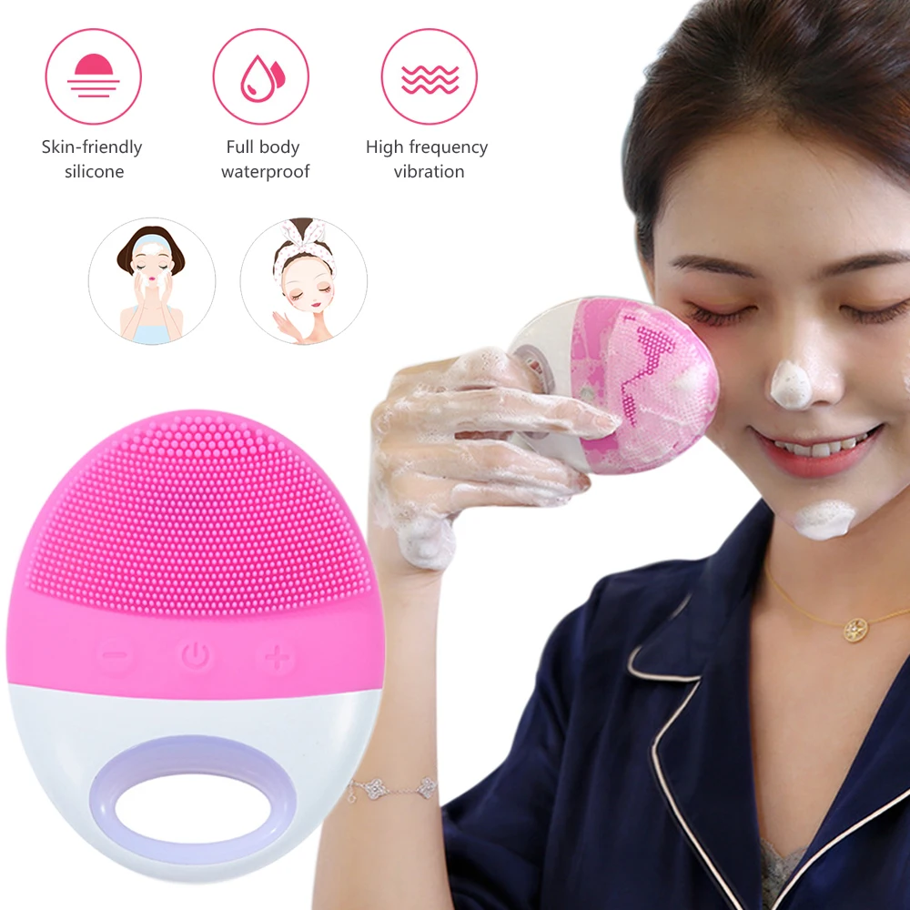 Top Quality USB Facial Cleansing Brush Sonic Vibration Mini Face Cleaner Silicone Deep Pore Cleaning Electric Waterproof Massage |