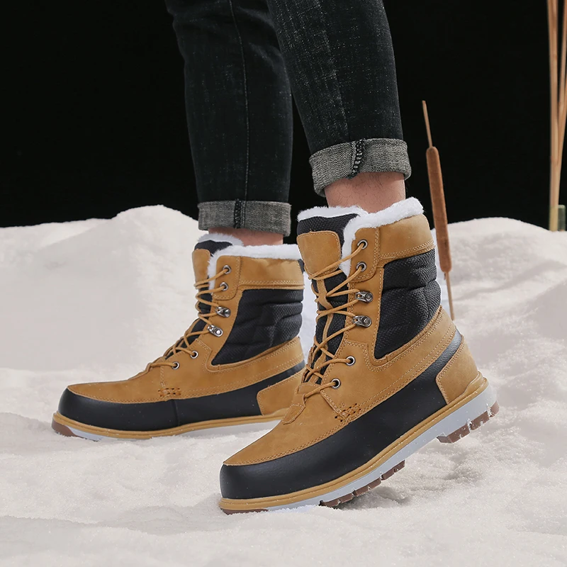 

Brand Men Winter Boots Waterproof Men Shoes Warm Plush Snow Boots Platform Men Mid-calf Boots Winter Outdoor Zapatos De Hombre
