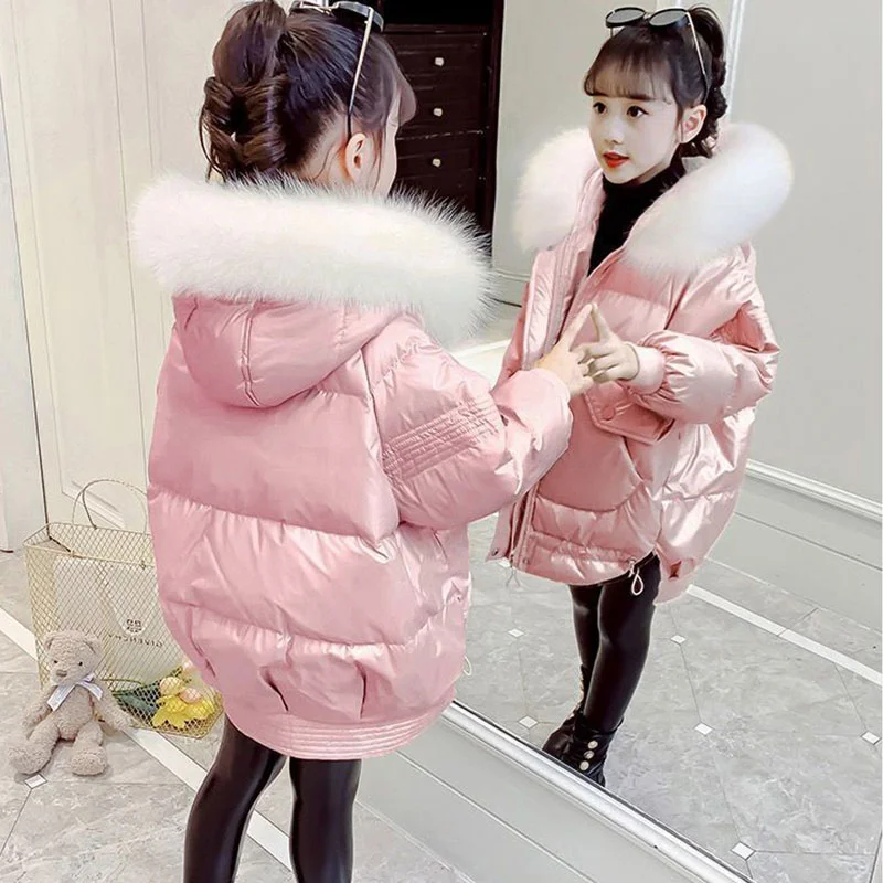 

Парка детская зимняя на пуху, с хлопковой подкладкой, для девочек, 2021