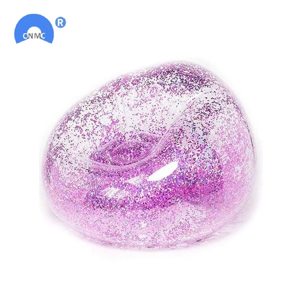 Inflatable Bean Bag Chair with Sequin Transparent Lazy Chair Glitter Foldable Sofa for Indoors,Outdoors,Teens, Adults