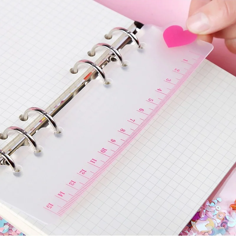 

6pcs/lot A5/A6 Plastic Straight Bookmark Ruler for 6 Holes Loose Leaf Spiral Notebook Diary Creative Ruler Drafting Supplies