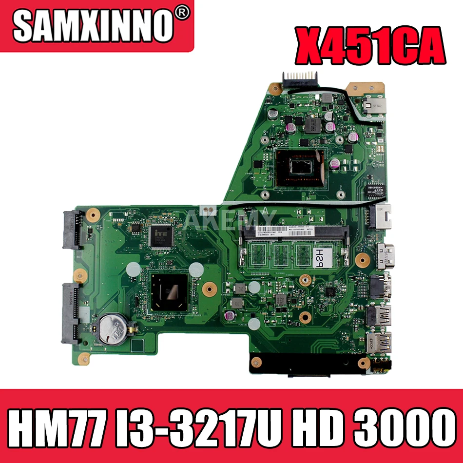 

Материнская плата для ноутбука Akemy для Asus X451CA F451 F451C X451CA материнская плата REV.2.1 HM77 SR0N9 I3-3217U GMA HD 3000