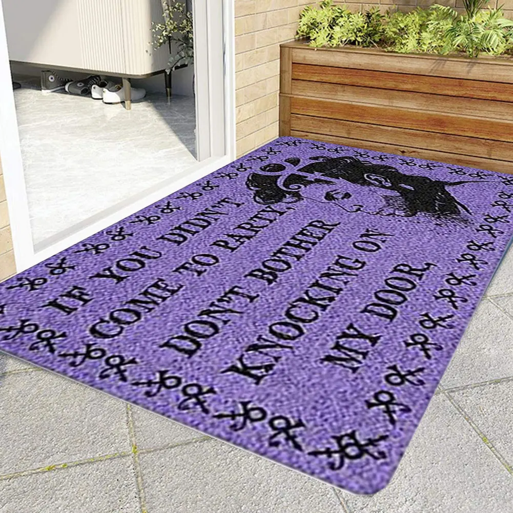 

Door Mat Non-Slip Reusable Purple Letter Funny Welcome Floor Rug Carpet for Home Bathroom Living Room Floor Safety Bath Mat