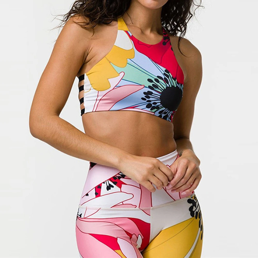 Комплекты для йоги женская спортивная одежда спортивный костюм женщин с принтом