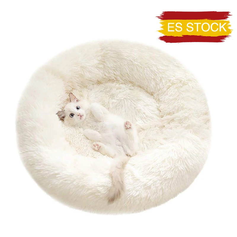 

Round Plush Dog Bed Basket Kennel Cat House Winter Warm Sleeping Bag Cats Nest Soft Long Plush Pet Cushion for Medium Large Dogs