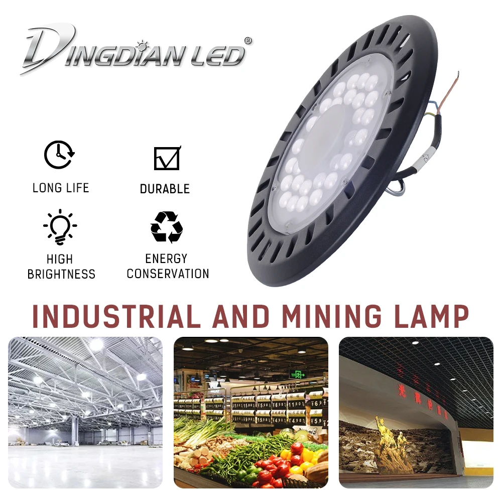LED Mining Light Super Bright Deformation UFO High Bay Light  Waterproof IP65 AC220V 100W For Warehouse Factory Garage