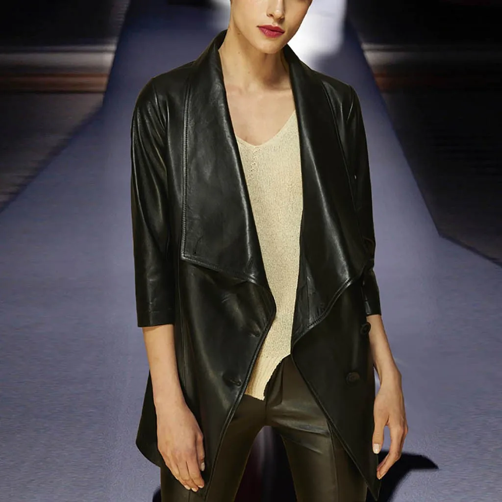 Тренчкот женский осенне зимний с V образным вырезом|Женские плащи и тренчи| |