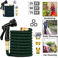 25ft 100ft garden hoses pipe upgraded double latex retractable pipe high pressure car wash hose with spray gun garden watering