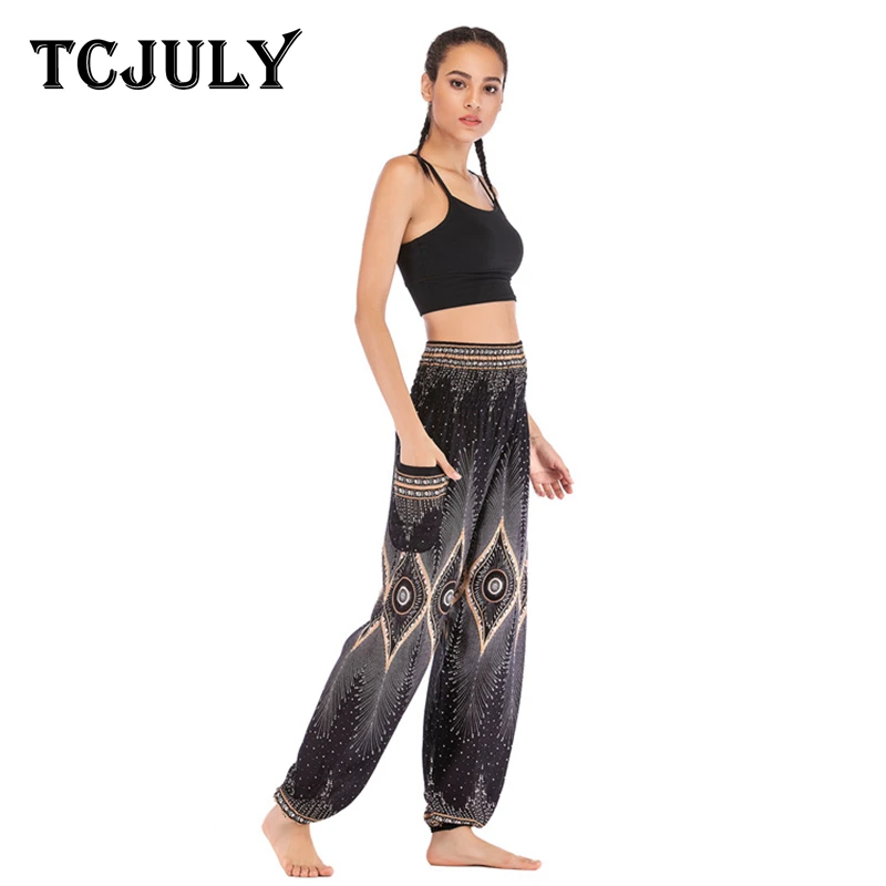 Женские шаровары с принтом глаз TCJULY повседневные свободные высокой талией и