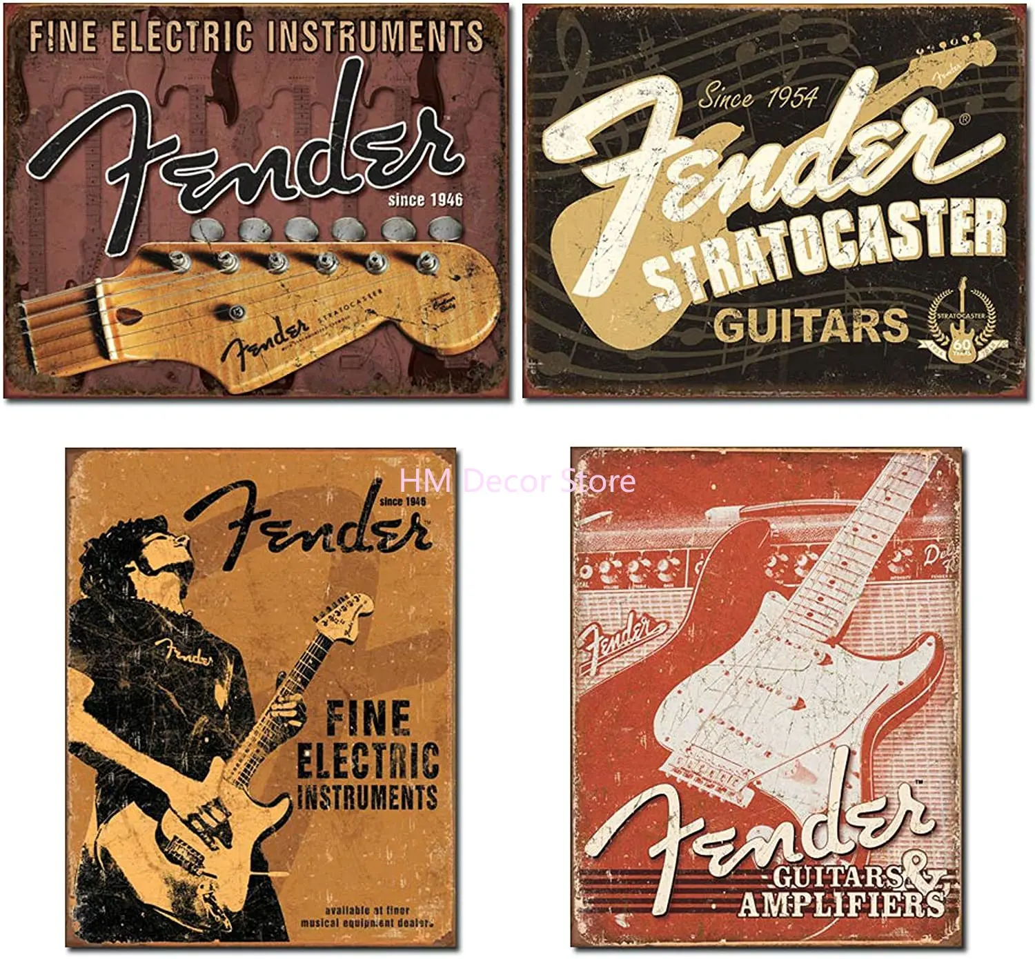 Металлический жестяной знак Fender студийная гитара Stratocaster Bass Music Tin Sign 8x12 дюймов |