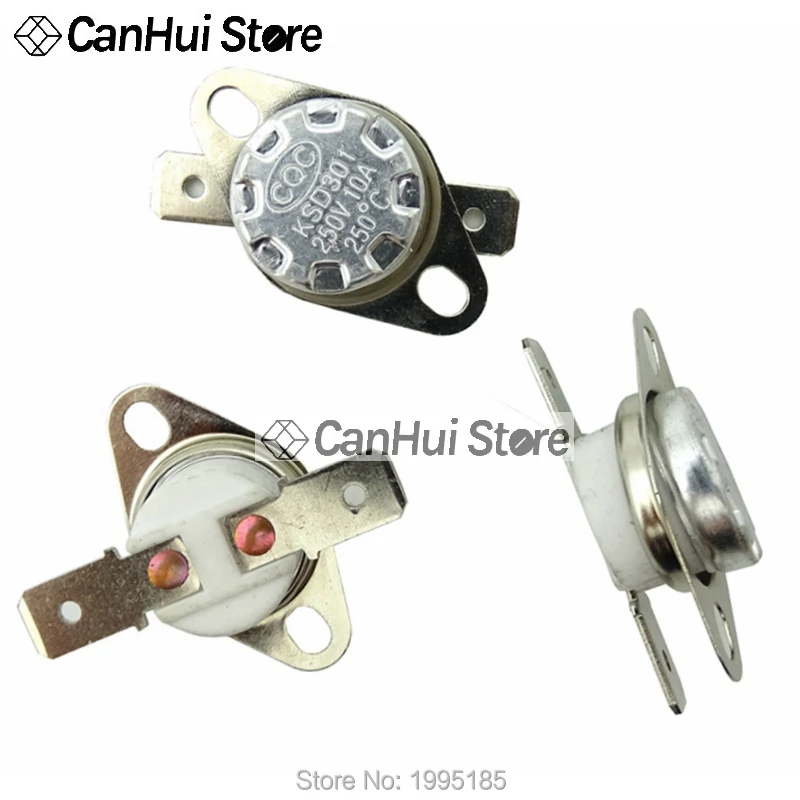 Нормально закрытый керамический переключатель контроля температуры KSD301 160 175 195 220 240 280 300 320 ℃ Градусов Цельсия 10A250V NC, 5 шт.