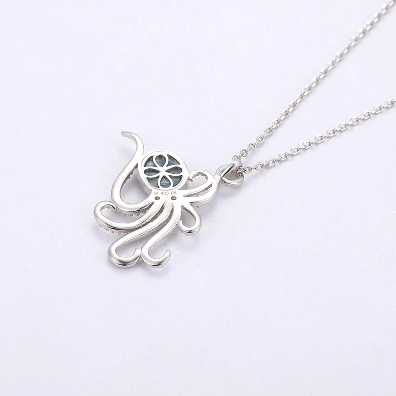 

Fashion Natural Stone Blue Kyanite Pendant Necklace Octopus 925 Sterling Silver Women Wedding Dinner Jewelry Birthday Gift