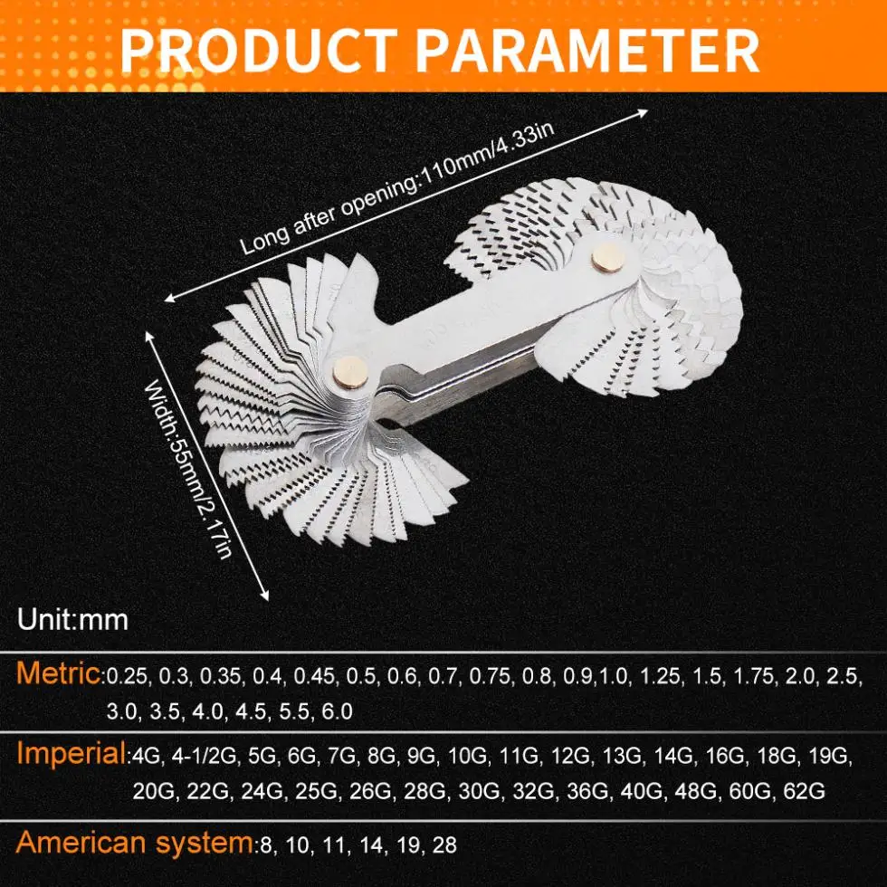 

58pcs/set Metric & Imperial & US Screw Gauge SAE Whitworth 55 Degree & Metrisch 60 Degree Thread Pitch Gauge