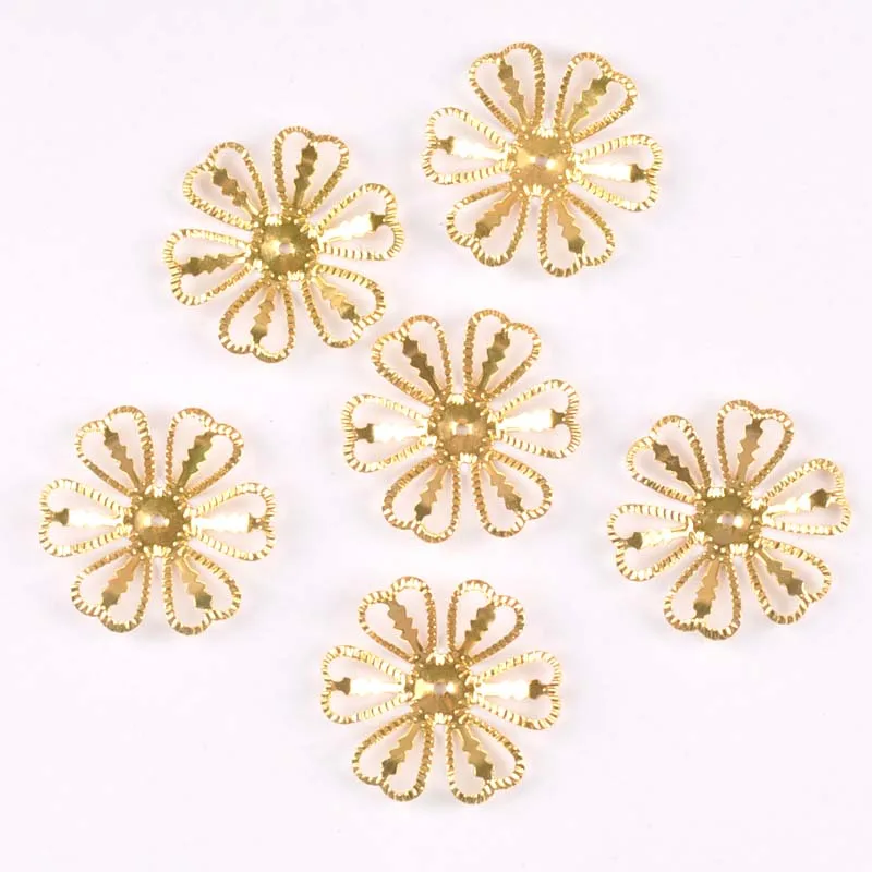 Серебряное Золото Тон Цветок соединители филигранные Обертывания DIY ювелирных