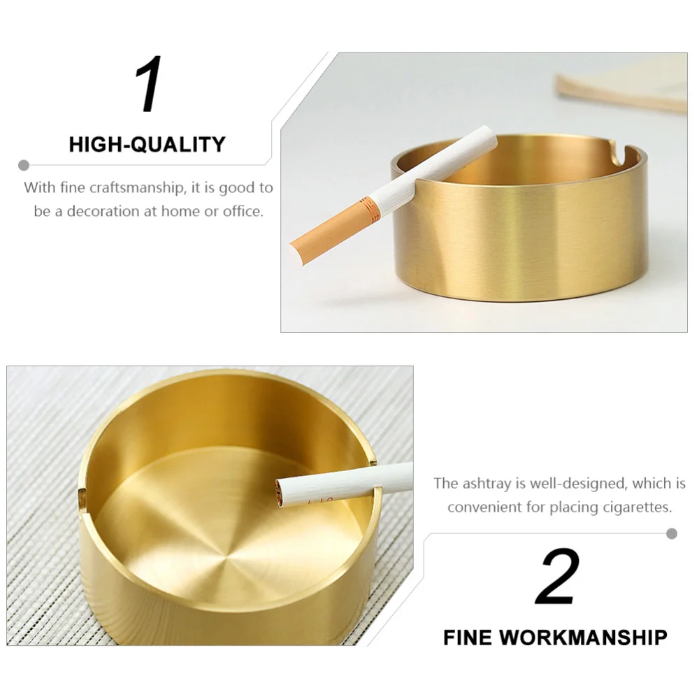 

Desktop Ashtray Brass Cigarette Butt Container Practical Ash Tray Home Decor