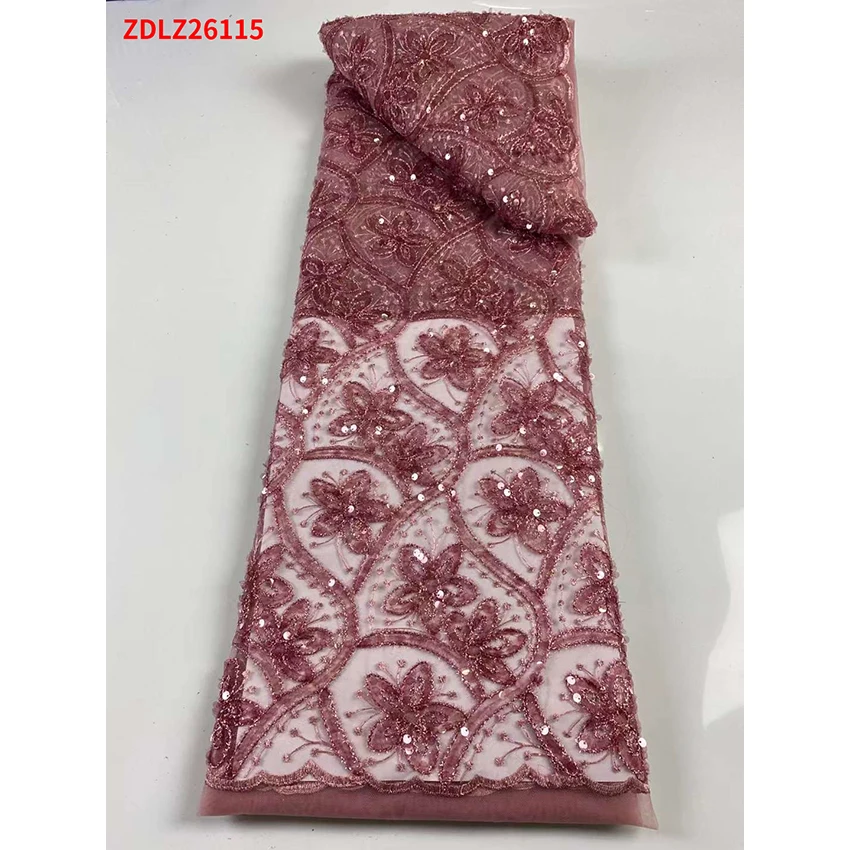 

High Quality French Tulle Net Lace ​Fabric African Dobby Sequin material woman Party Dress 5 Yards/Lot ZDLZ26115 B