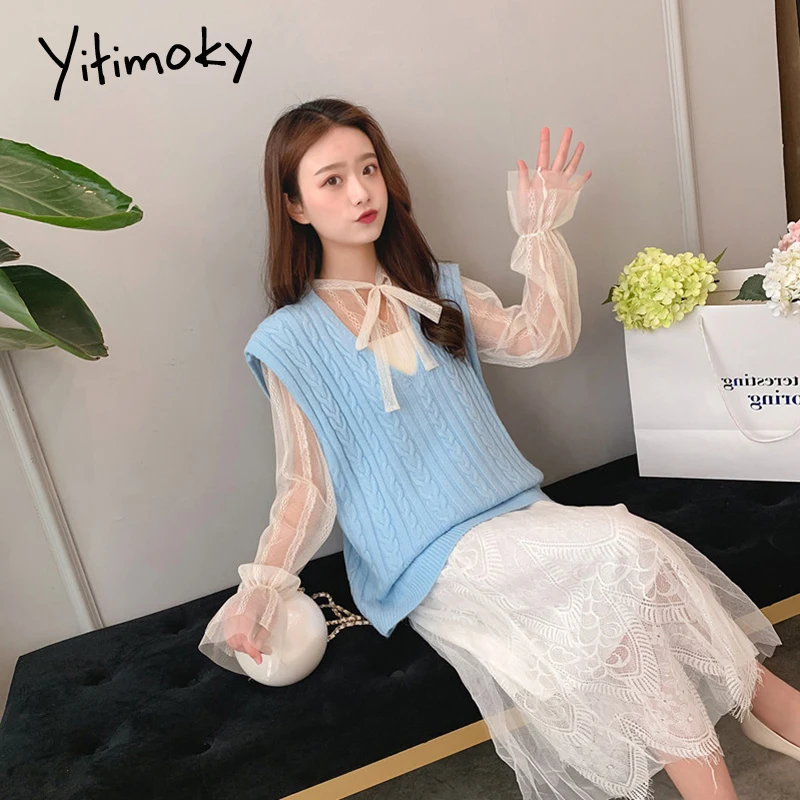 Кашемировый вязаный жилет пуловер Осень Зима без рукавов 2019 свитер женский pull femme