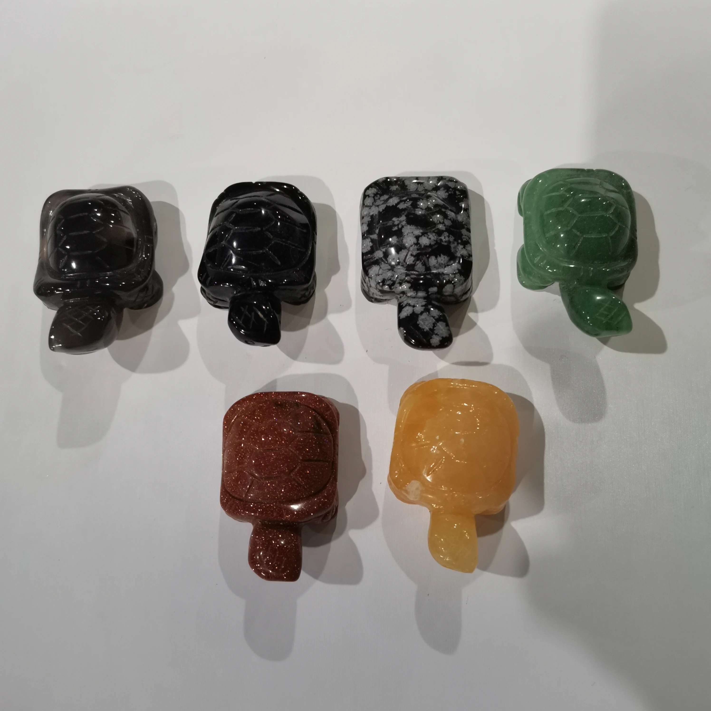 

Factory direct wholesale natural semi-precious stones carved turtle animal Feng Shui ornaments and crafts