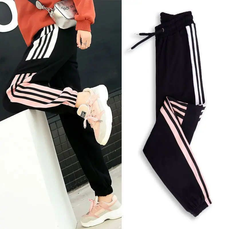 Японская корейская мода Ulzzang уличная тонкая штаны по лодыжку для женщин студенческие джоггеры тонкие повседневные брюки