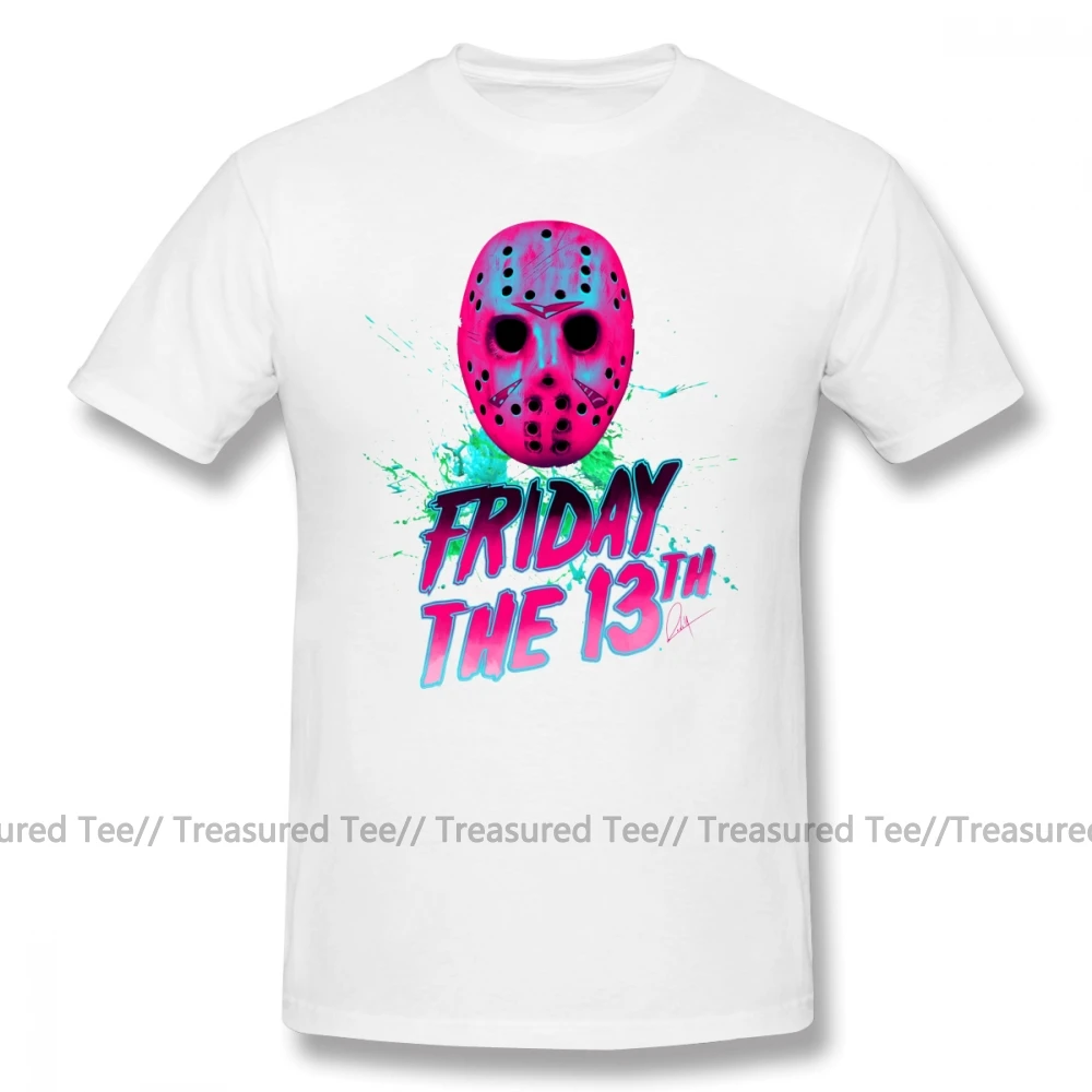 Friday 13, футболка, FRIDAY THE 13TH Neon V, футболка с графическим принтом, футболка с короткими рукавами, Мужская забавная Базовая хлопковая футболка, плюс размер - Цвет: White