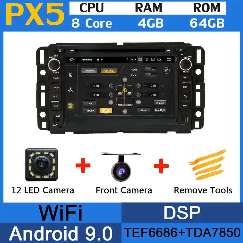 PX5 5 USB порт Android 9,0 PX6/Восьмиядерный автомобильный DVD для Chevy Chevrolet Cobalt Silverado Suburban Buick Enclave автомобильный Радио gps DSP - Цвет: PX5