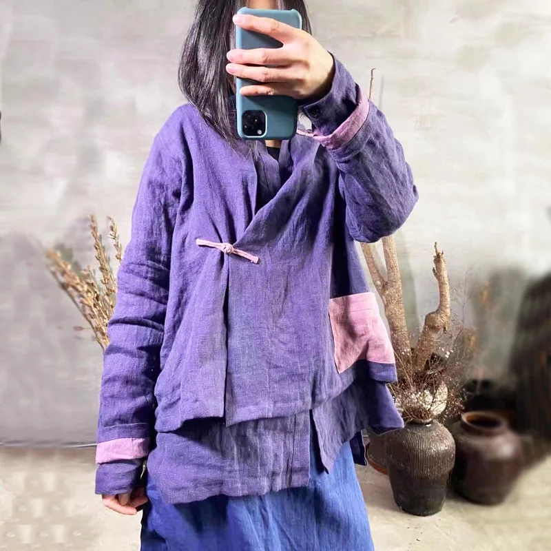 Женские винтажные рубашки из хлопка и льна весенние блузки 2020 с v образным