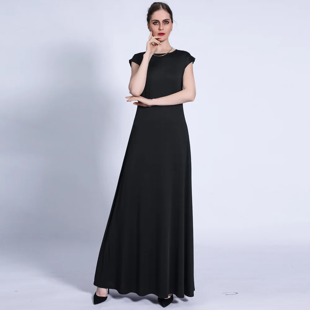 Женское базовое платье-трапеция Abaya, однотонное, без рукавов, макси-длина, цвет белый, черный, хаки