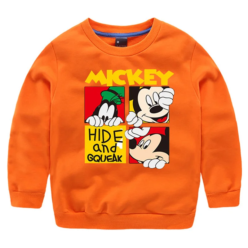 Худи для мальчиков и девочек с Микки Маусом детский пуловер мультяшным рисунком