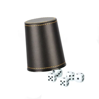 New Leather PU Trumpet Flannel Dice Cup Bar KTV Entertainment Dice Cup With Dices 3