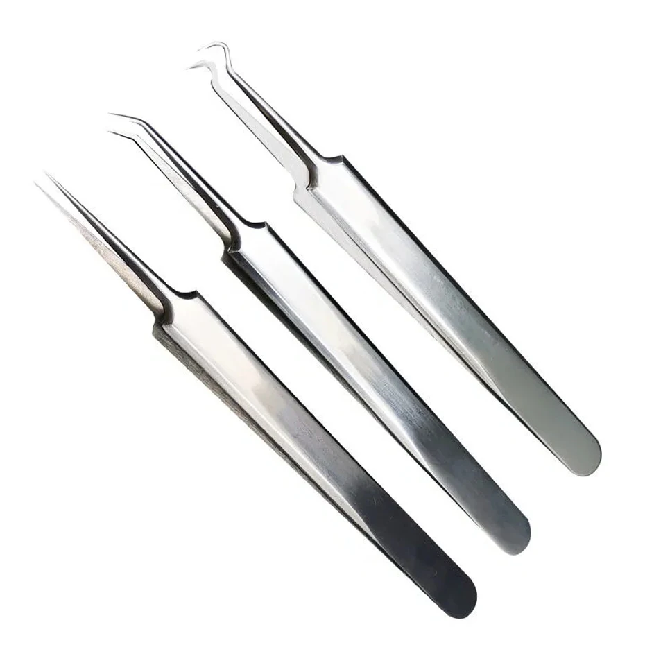

1pcs Stainless Steel Tweezers Face Care Clip Tools Eyelash Extension Nipper Blackhead Acne Blemish Pimple Remove Tools NL213