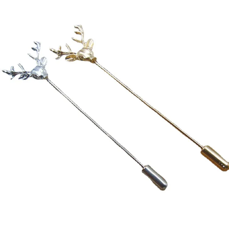 

Vintage Brooch Mensuit Insert Brooch Jewelry Original Retro Deer Head Inserted Long Needle Wholesale Badge Pin