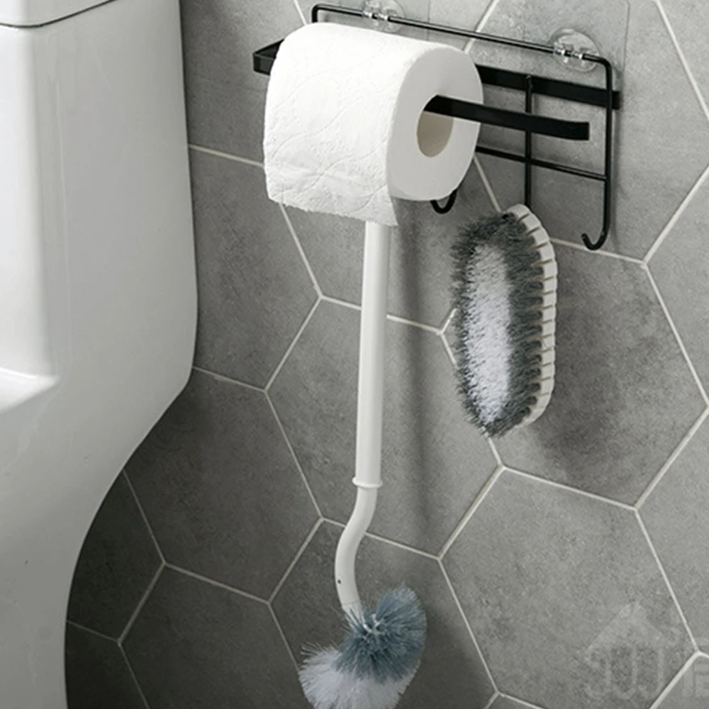 

Bathroom Hanger Hook Stand Iron 5 Hooks Hanging Cabinet Door Shelf Kitchenware Organizer Kitchen Storage Rack with Tissue Holder