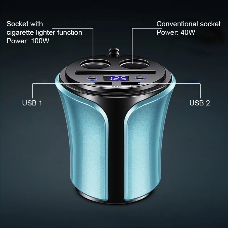 3.1A двойной USB Автомобильное зарядное устройство типа чашки для зарядки