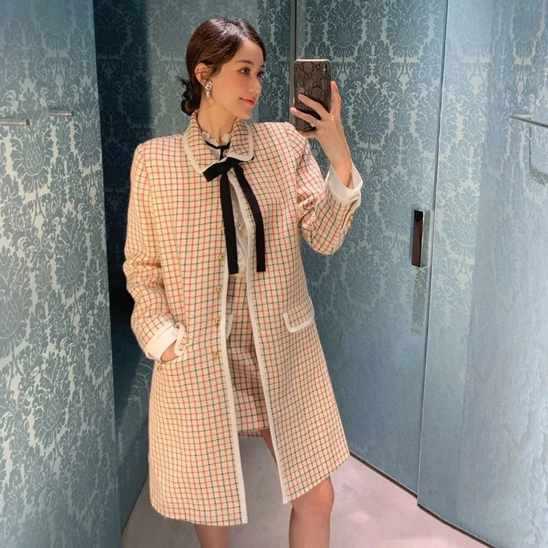 

High-quality Version of Autumn and Winter New Bow Coat Elegant Long Coat Women H0965