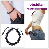 obsidian fitness bead bracelets for men bead 10mm black unisex slimming adjustable bracelet healthcare yoga bracelet for women