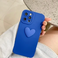 klein blue 3d love heart shockproof silicone soft case for iphone 13 pro max 11 12 xr x xs camera protection armor back cover