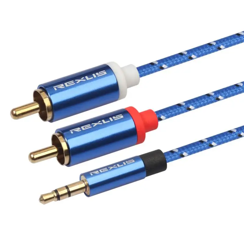 Аудио кабель 0 5/1/1.8/3/5/10/15 м RCA аудио 2RCA Мужской до 3 5 мм Джек 2 AUX хлопковой оплетке