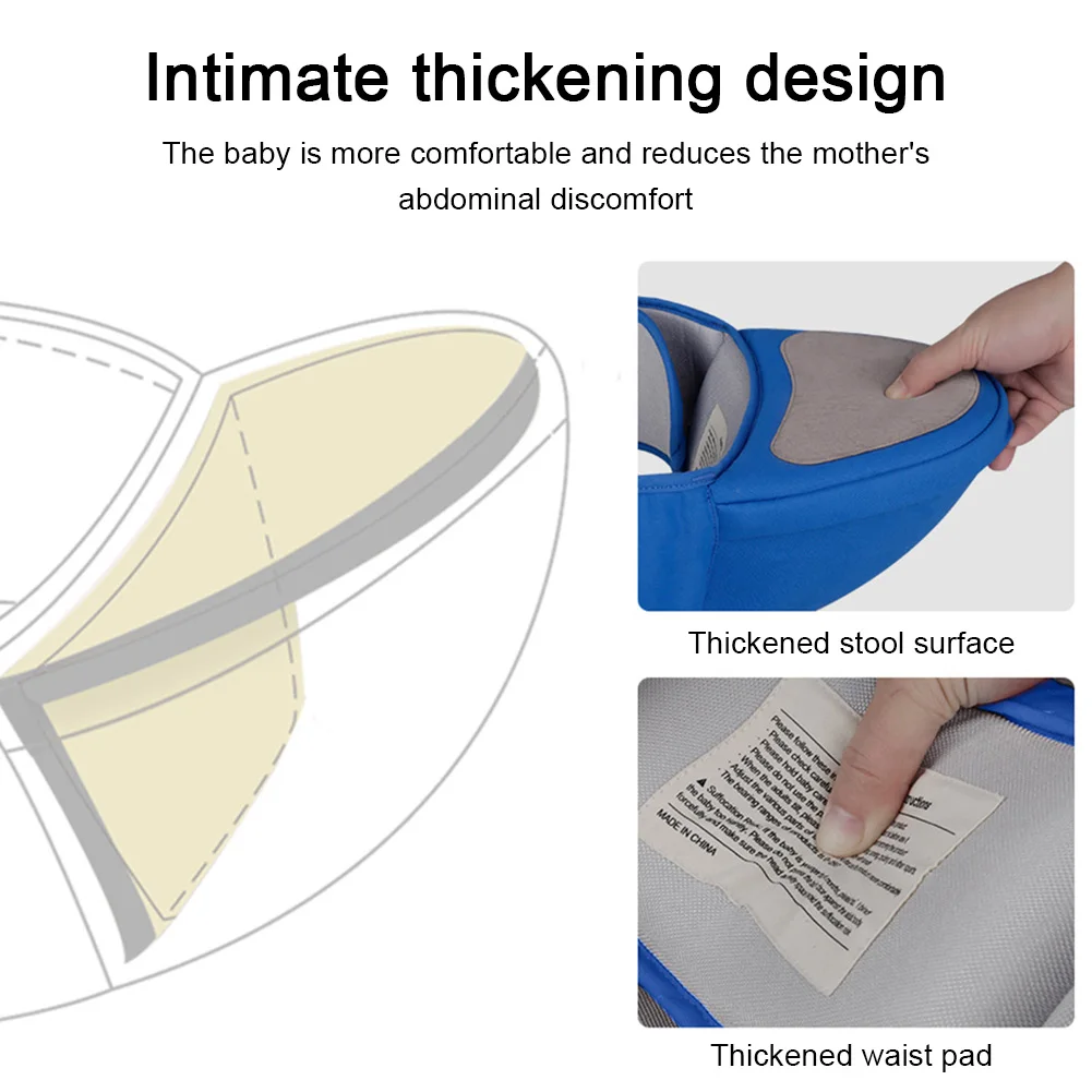 

Shock Absorption Travel Washable Baby Carrier Hands Free Ergonomic Detachable Thickened Cotton Blend Hip Seat Waist Stool Daily