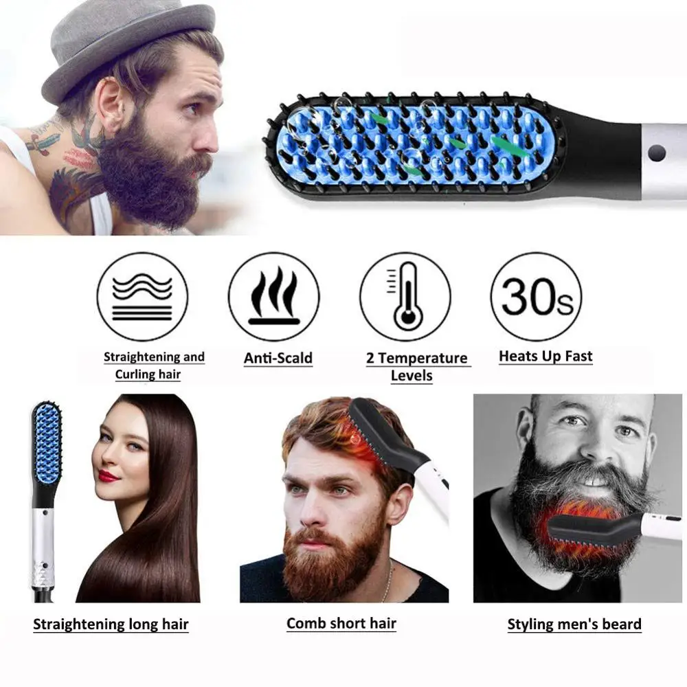 

The latest beard straightener men's hair irons fast heating straightening combs beard and Hair Combs Hair Combs