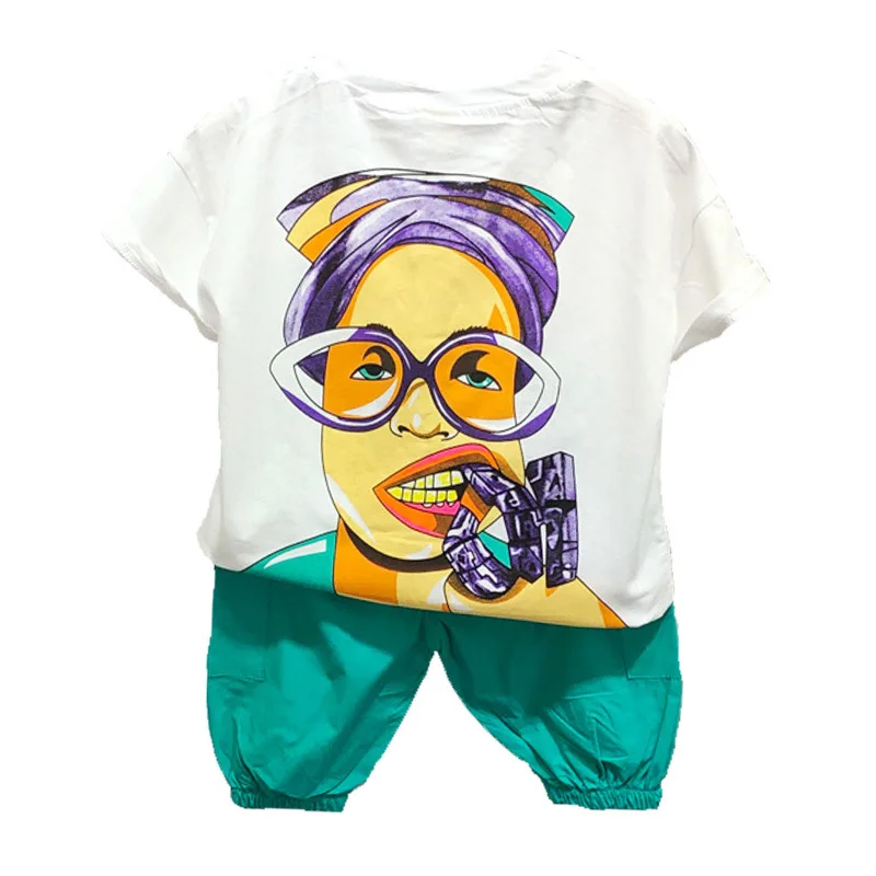 

Summer Kids Children Clothes Loose Casual Suit Boys Fashion Trendy Short-sleeved T-shirt + Cropped Trousers Two-piece Sets BT126